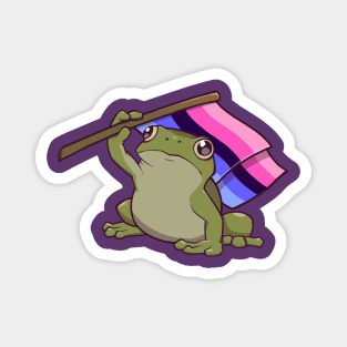 Omnisexual Pride Flag-Holding Frog Magnet