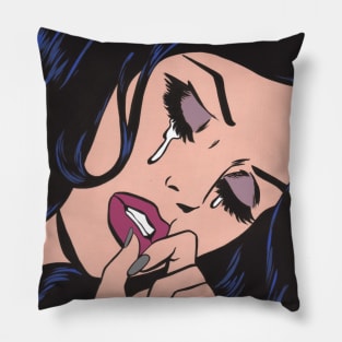 Goth Crying Comic Girl Pillow