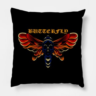 Butterfly Colorfull Skull Art Pillow