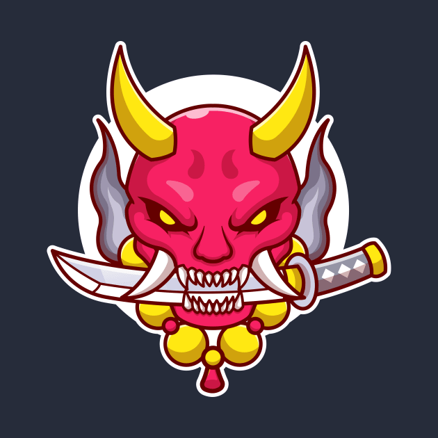 Oni Mask With Sword Cartoon by Catalyst Labs