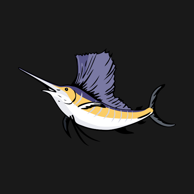 Sailfish Fish Jumping Retro by retrovectors