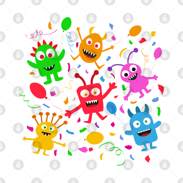 Funny Monsters Party With Balloons by yasminepatterns