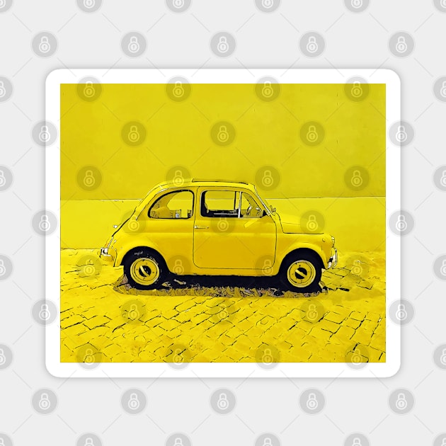 Classic Fiat 500 in Sunny Yellow Magnet by CACreative