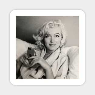 Reimagining the Past: Marilyn Monroe Holding an iPhone Magnet