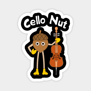 Cello Nut White Text Magnet