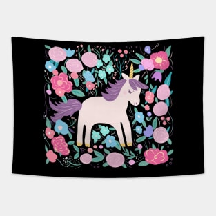 Unicorn Magic Flower Garden Tapestry