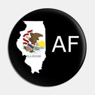 Illinois Flag State Outline AF (white) Pin