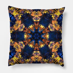 Psychedelic Hippie Yellow and Blue Pillow