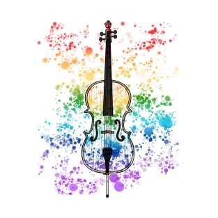 Cello Rainbow Colours Cellist String Player Orchestra Musician T-Shirt