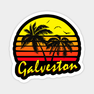 Galveston Retro Sunset Magnet