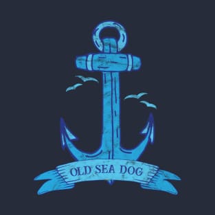 Vintage Old Sea Dog Weathered Blue Anchor T-Shirt