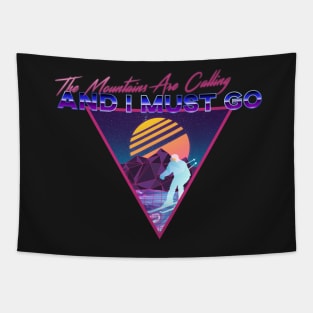 Retro Vaporwave Ski Mountain | The Mountains Are Calling And I Must Go | Shirts, Stickers, and More! Tapestry