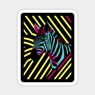 Neon zebra print art Magnet