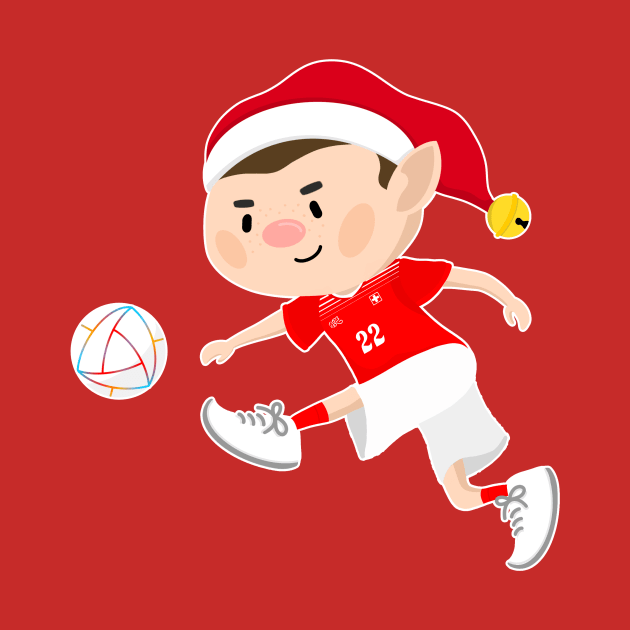 Switzerland football Christmas elf. Football World Cup soccer T-Shirt by abtchlr