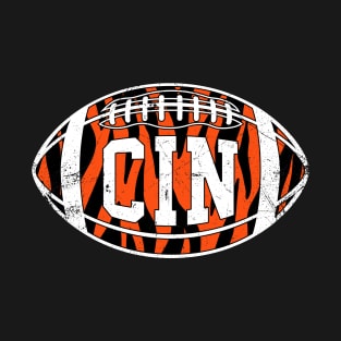 CIN Striped Retro Football - Black T-Shirt