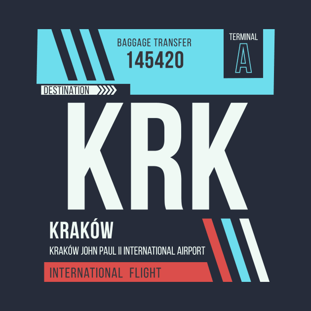 Krakow (KRK) Airport Code Baggage Tag by SLAG_Creative