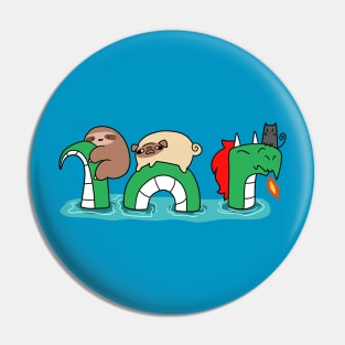 Sloth and Pug Riding a Dragon Pin