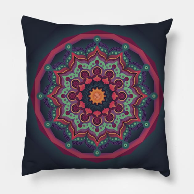 Dusky Dodecagon Mandala Pillow by TrishAbyss