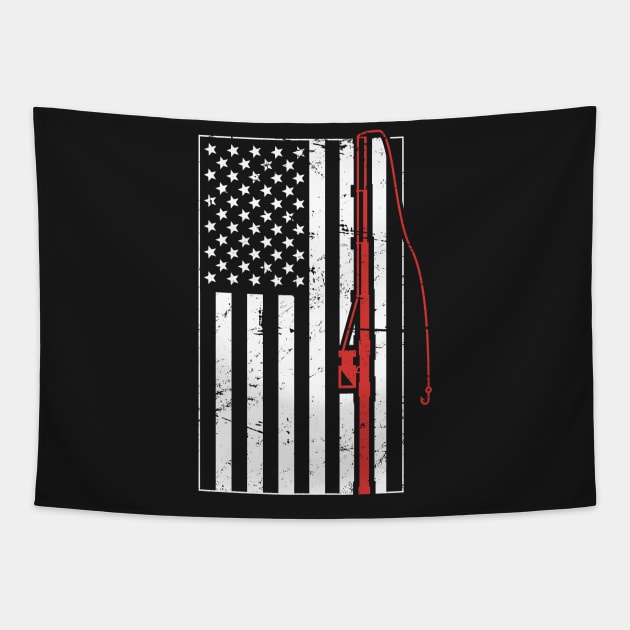 American Flag & Fishing Pole Tapestry by MeatMan