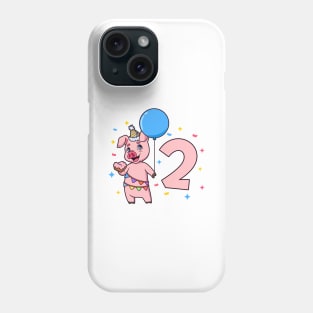 I am 2 with pig - kids birthday 2 years old Phone Case