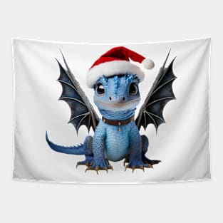 Cute Blue Baby Dragon for Christmas Tapestry