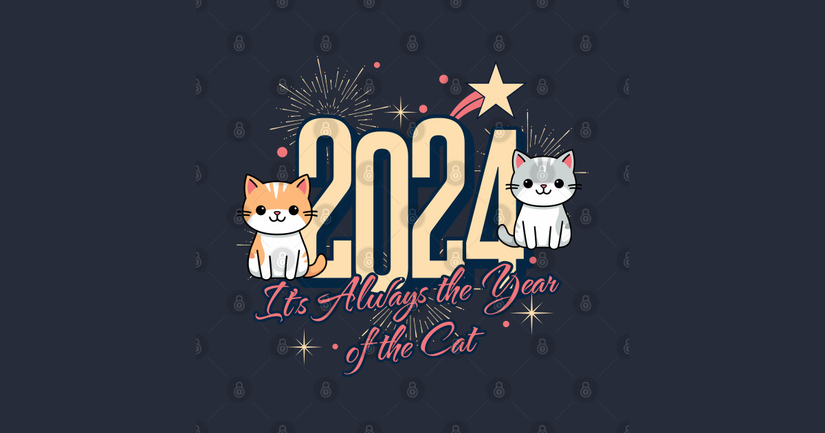 New Year 2024 Year of Cat Happy New Year 2024 TShirt TeePublic