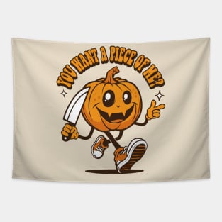 Halloween Pumpkin RETRO Cartoon Character - You Want a Piece of Me Tapestry