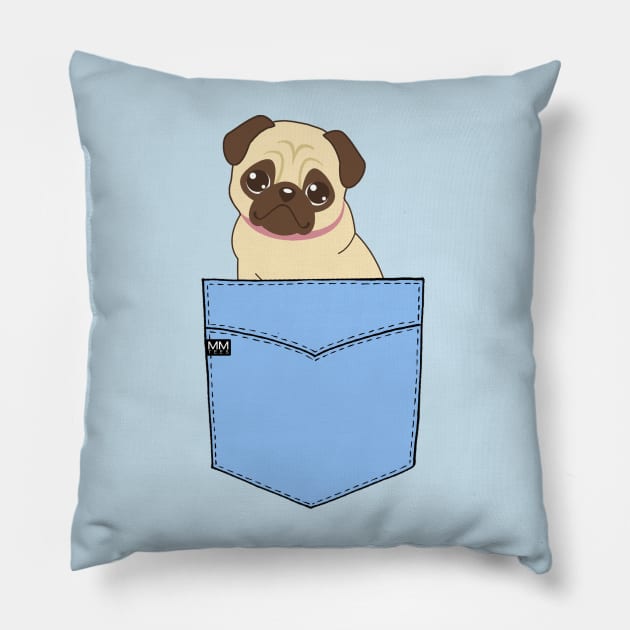 Pug Puppy Pouchie Shirt - In Pocket Pillow by MMTees