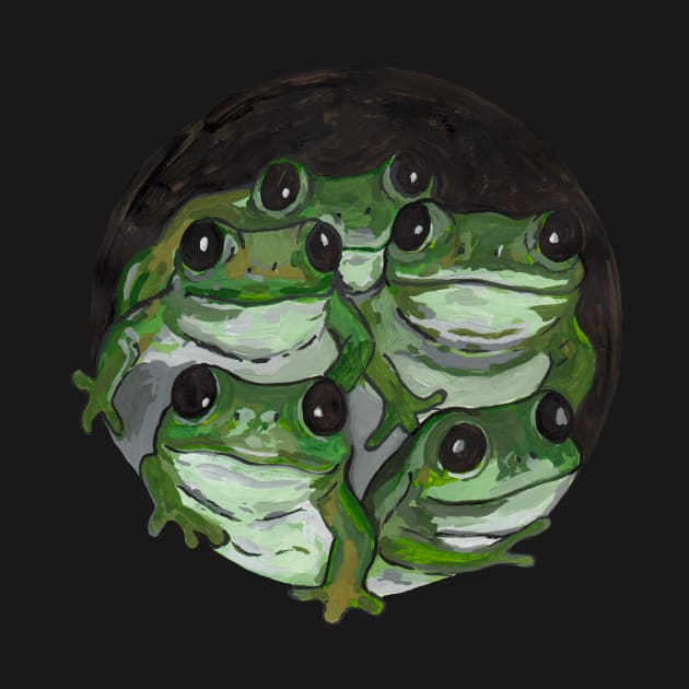 Five green frogs by deadblackpony