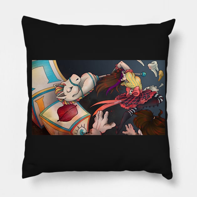 Minx in Wonderland Pillow by RottingRootsArts