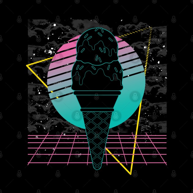 Ice Cream Cone Dessert Foodie Retro Vaporwave Ice Cream by ShirtsShirtsndmoreShirts