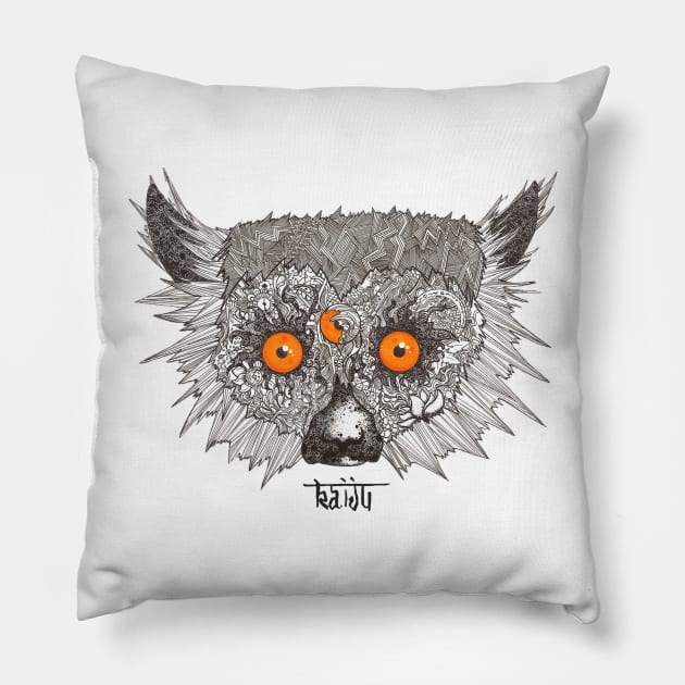 Doodle Lemur Pillow by ArtbyKaiju