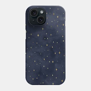 Celestial Blue Night Sky Gold Stars Phone Case