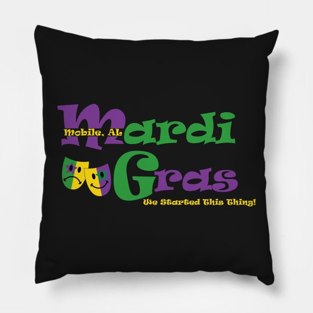 Mobile Mardi Gras Pillow by TheAparrelPub