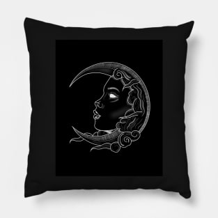 Mystical Moon Symbol with Womans Face Pillow