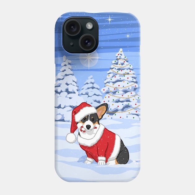 Cute Tricolor Corgi in Santa Christmas Costume Phone Case by csforest