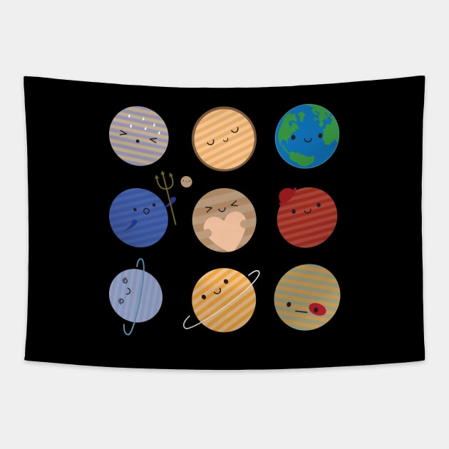 Kawaii Solar System Tapestry by marcelinesmith