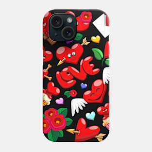 Valentine's Day Love Hearts Cute Doodles Phone Case