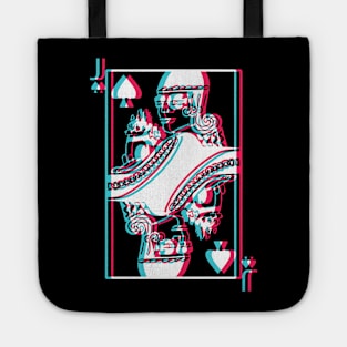 Jack of Spades Chihuahua Dog Playing Card Glitch Effect Tote