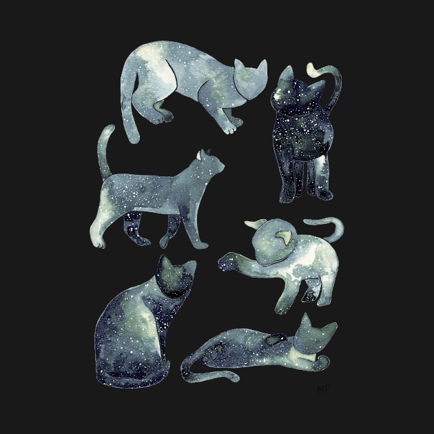 Galaxy Cats Pattern - Gray by monitdesign