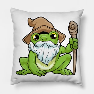 Frog as Magician with Magic wand Pillow