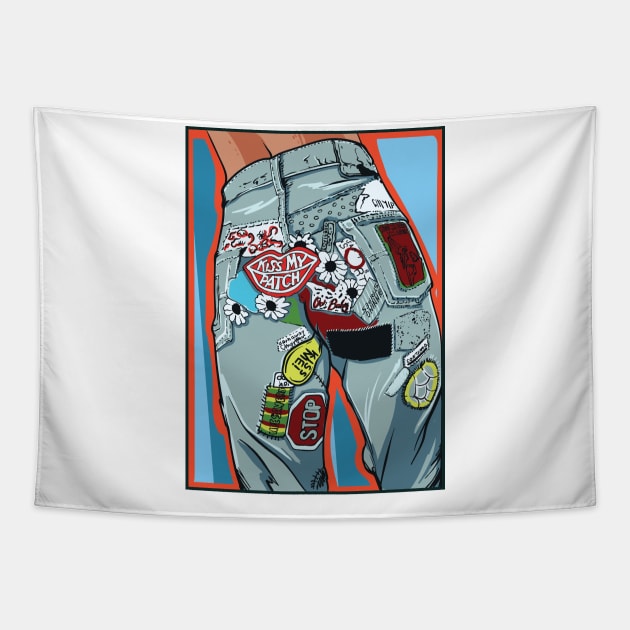 Kiss my patch Tapestry by Magda