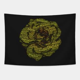 Yellow Rose of Texas Cities Towns Word Cloud Tapestry