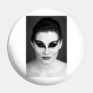 Girl with Black Swan style makeup on eyes. Pin