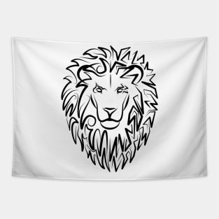 Black and White Tribal Lion Tapestry