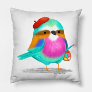 Lilac Breasted Roller Bird Artist Pillow