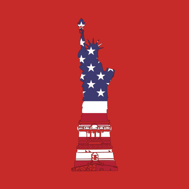 Statue of Liberty in American Flag - USA Flag T Shirt by Printaha
