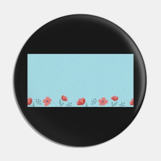 Poppy flowers on blue spotted background Pin