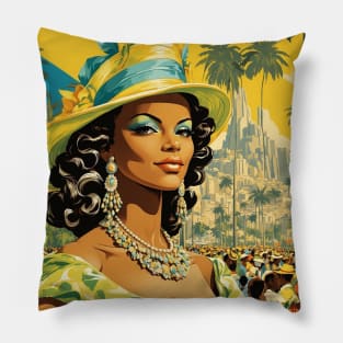 Rio de Janeiro Brazil Vintage Tourism Travel Poster Pillow