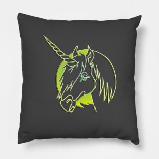 Neon Unicorn Head Outline Logo Pillow